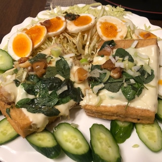 厚揚げの生姜焼きステーキチーズのせ。No.486